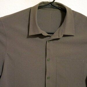 Lululemon Shirt Mens Medium Short Sleeve Performance Stretch Polo Forest Green